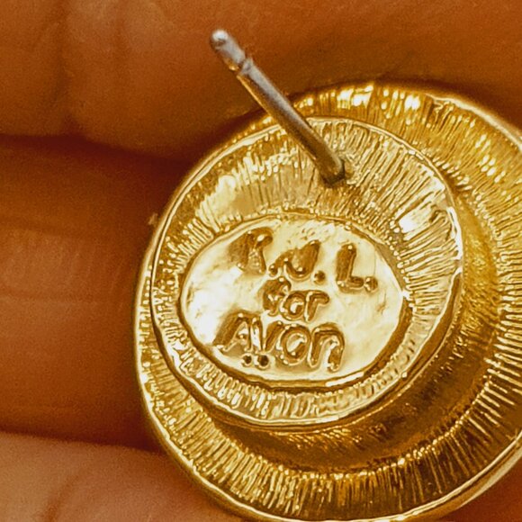 Vintage KJL for Avon Interchangeable Earrings Gold Tone Red Green Black Stud - Picture 6 of 6